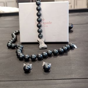 Kate Spade black pearl set, earrings and necklace